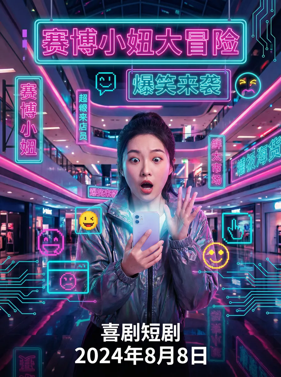 天天爱去网 搞笑喜剧短剧 - 赛博小妞大冒险海报